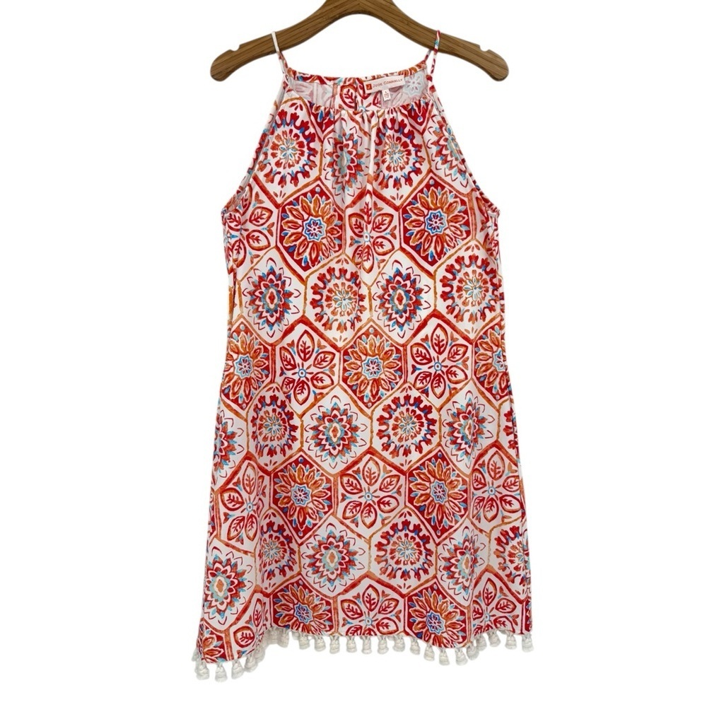 Jude Connally Corrine Dress in Floral Mosaic Tile and Tassels Size L